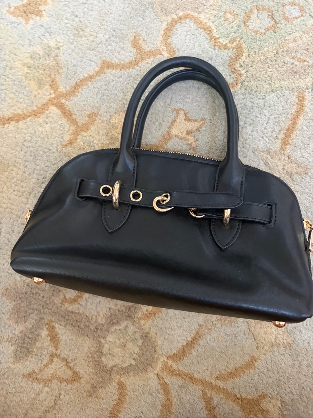 Melie Bianco Black Dome Satchel Handbag